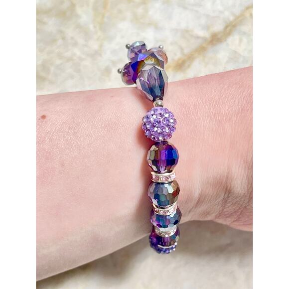 Purple Crystal Beaded Bracelet Set - Picture 15 of 16